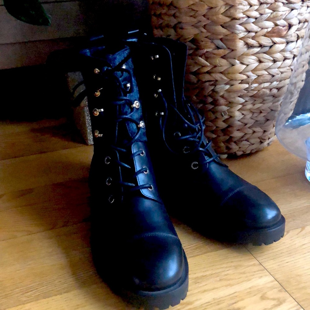 Brand new without tag. lace up combat boots, gold eyes, no shoebox.